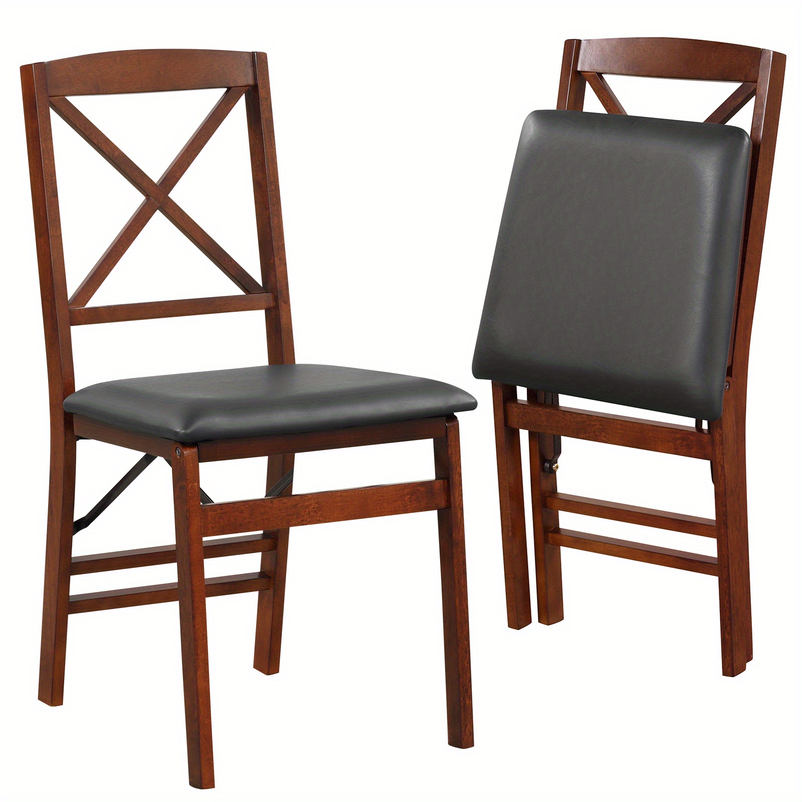 

Maxmass 2 Pack Folding Dining Chairs Foldable Chairs W/ Pvc Padded Seat & High Backrest