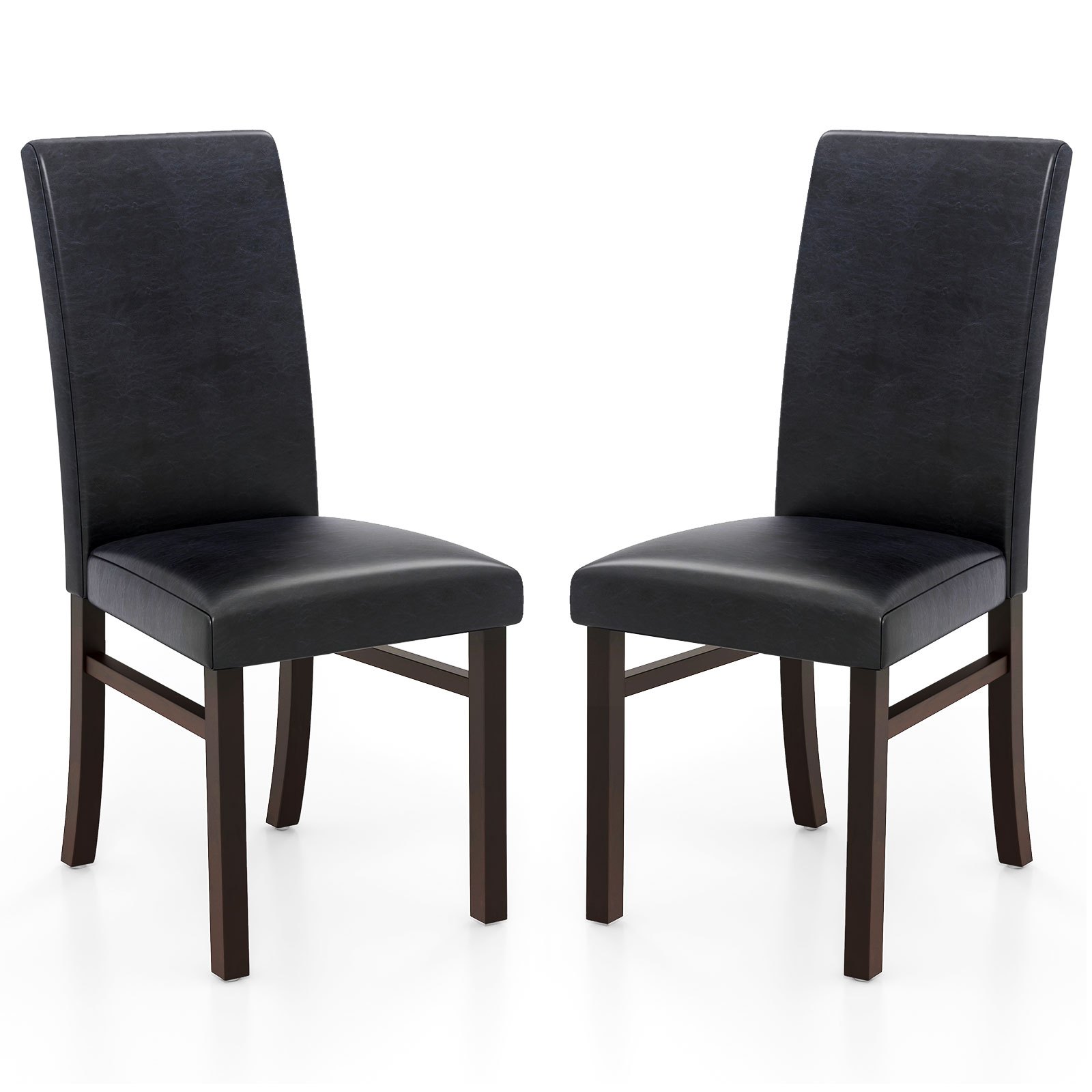 

Homasis Upholstered Dining Chairs Set Of 2 Pu Leather Armless Solid Rubber Wood Legs