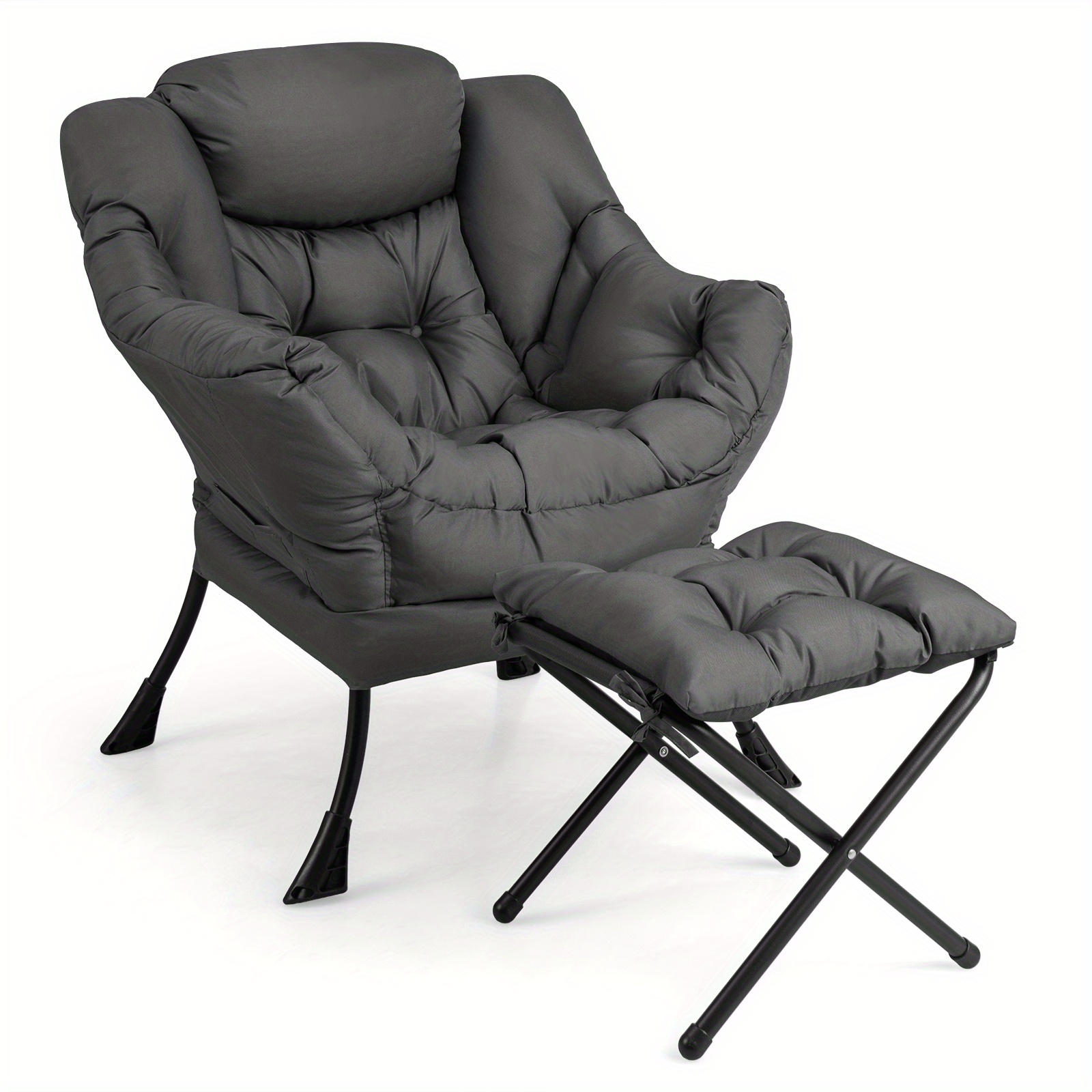 

Homasis Lazy Sofa Chair Accent Leisure Armchair With Folding Footrest & Storage Pocket