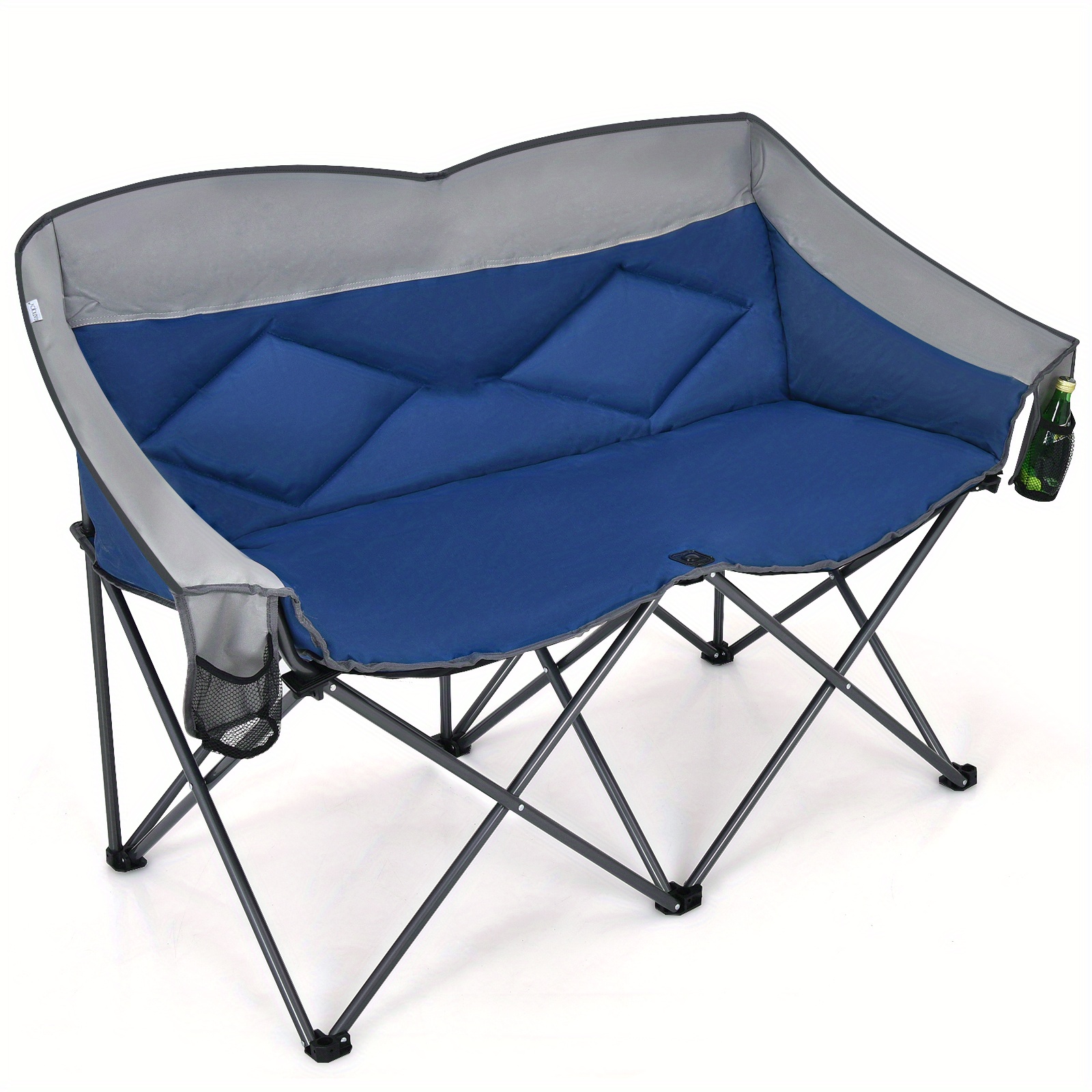 

Homasis Folding Camping Chair Loveseat Double Seat W/ Bags & Padded Backrest