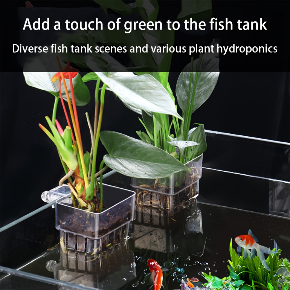 

1pc Wall Mounted Pvc Fish Tank Hydroponics Planting Basket – Amphibian Habitat Decor, Strong And Durable