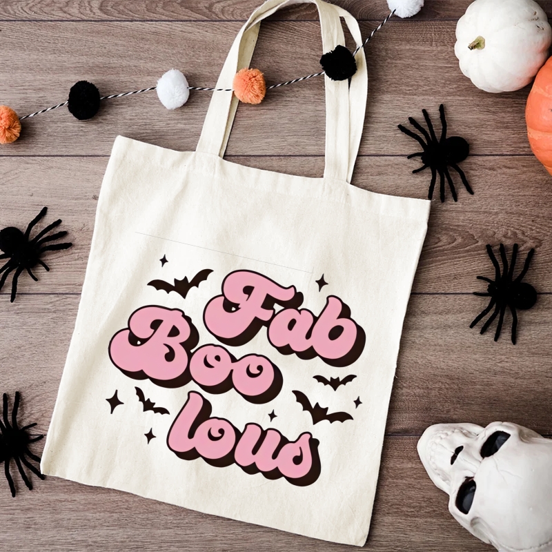 

Fab Boo Halloween Bag: Large Capacity, Canvas, Outdoor Picnics, Parties, Travel, And Shopping - Suitable For Carrying Items