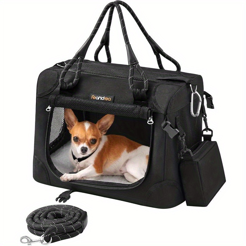 

Feandrea Airline Approved Small Dog Carrier, Collapsible Pet Travel Carrier, Size S, With Metal Frame, Leash, Pocket, For Cats And Small Dogs Up To 13 Lb, 17 X 12 X 12 Inches