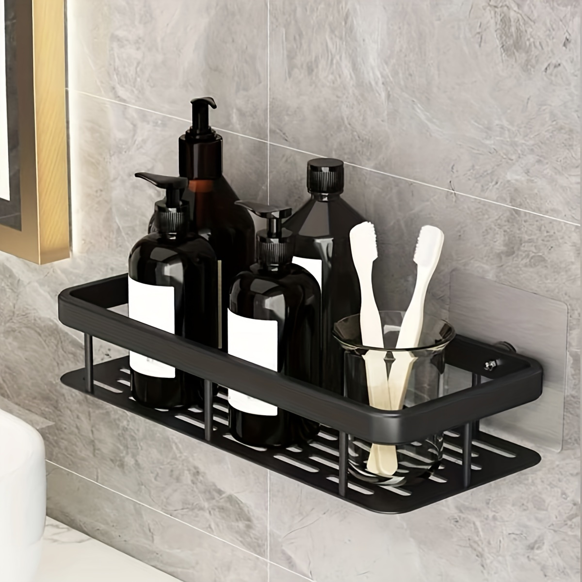 

Organize Your Bathroom With This Stainless Steel Suction Cup Shower Caddy Shelf!