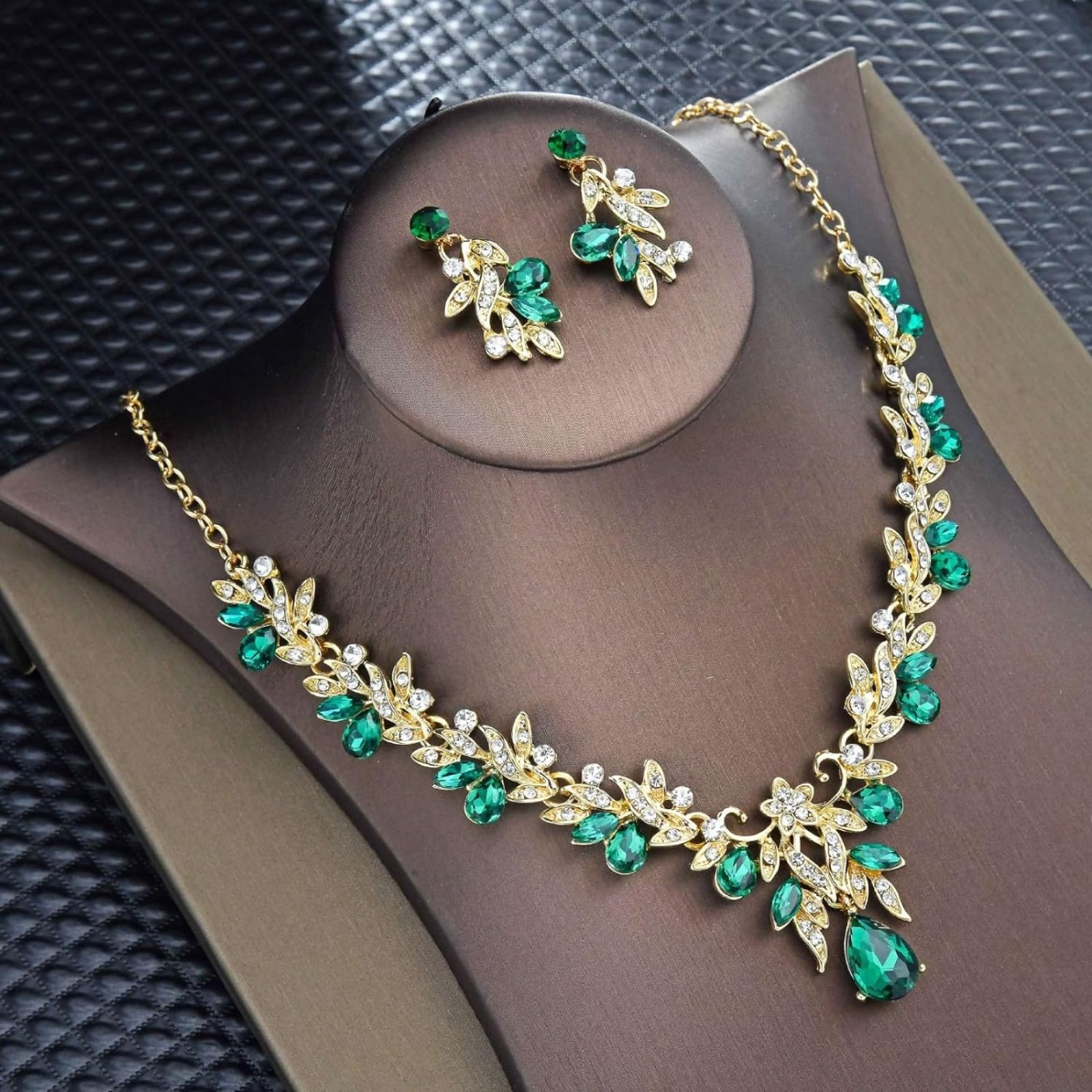 2pcs golden necklace earrings jewelry set women bridal - Temu