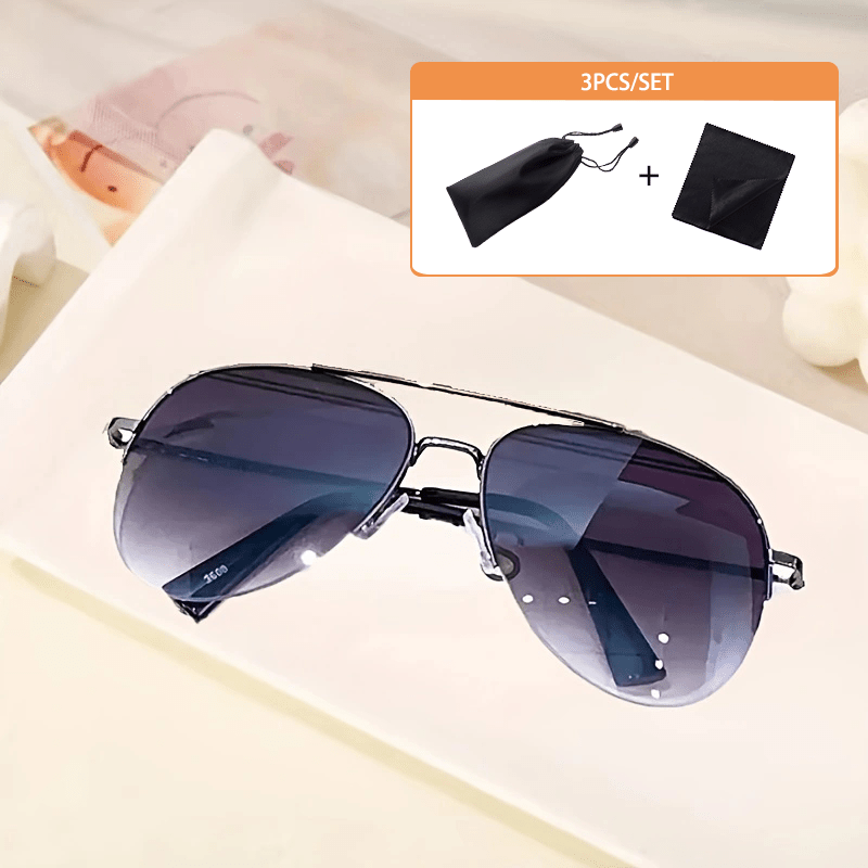 

3-piece Set: Stylish Gradient Fashion Glasses For Men & Women - Large Frame, Anti-reflective With Bonus Storage Bag & Cleaning Cloth