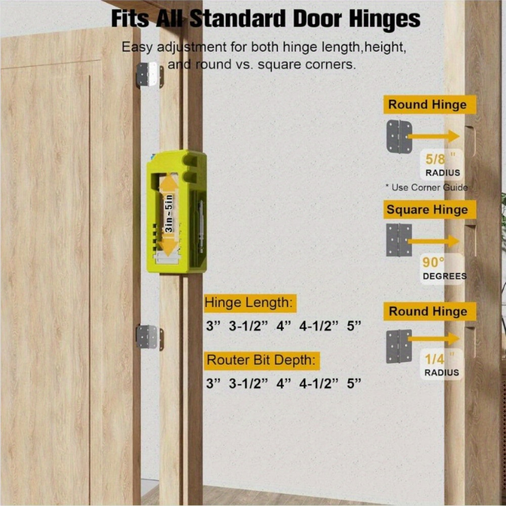 Door Hinge Jig, Door Hinge Mortiser Hinge Installation Kit Door Hinge Jig For Door And Door Frame Jamb Fits For 8 Hinge Sizes From 2 1 2 To 6 And 5 Door Thickness From 1 3 8 To 2 1 2