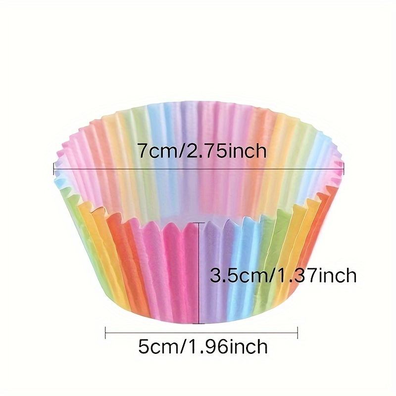 100pcs rainbow disposable muffin cups vibrant cupcake liners for baking   parties kitchen accessories details 2