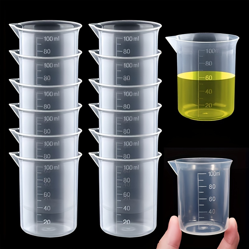 

10pcs Pp Plastic Measuring Cups, 3.38oz With Clear Graduations - Liquid Measurement In Baking & Cooking, Essential Kitchen Tools, Food-safe