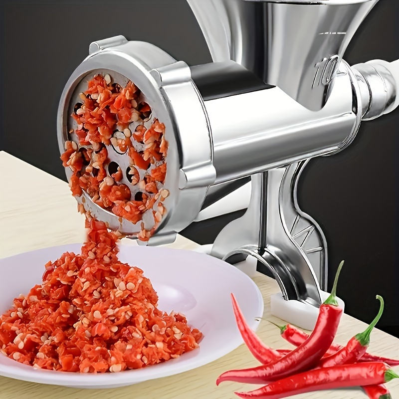 

Stainless Steel Manual Meat Grinder With Tabletop Clamp - Heavy Duty Sausage Maker & Vegetable Crusher, Essential Kitchen Gadget
