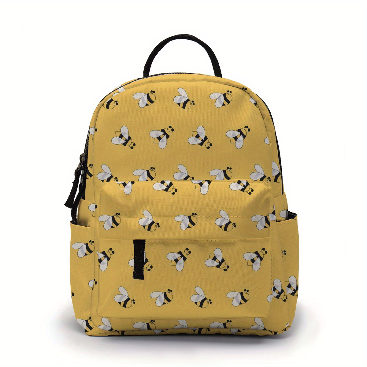 

Women's Fashionable Bee Pattern Mini Backpack - Polyester, With Bees, Multi-compartment School And Travel Bag, Bumble Bee Bag