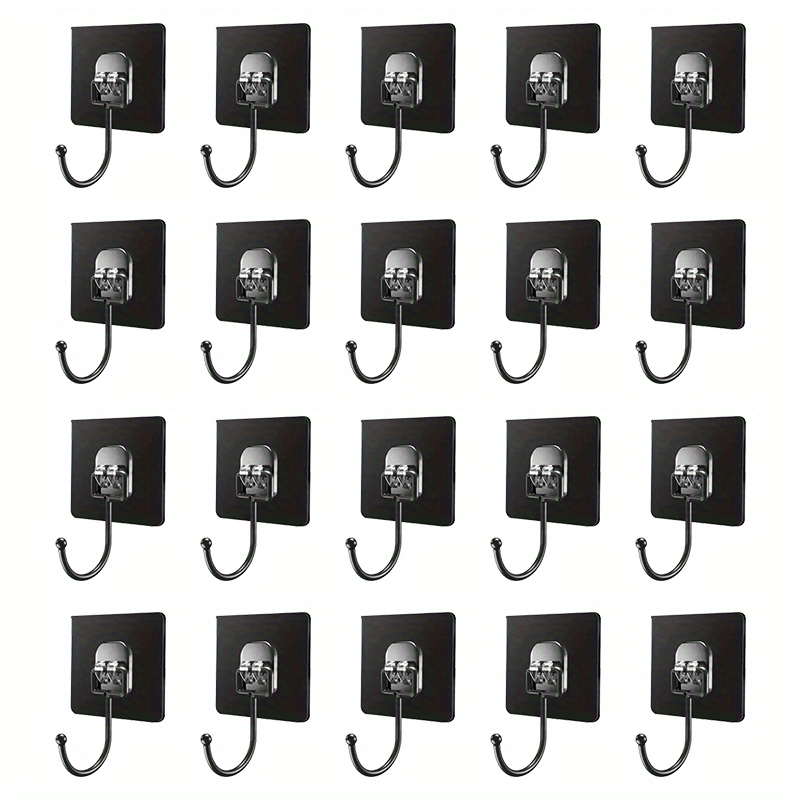 

20/40/60pcs Heavy Duty Stainless Steel Adhesive Hooks - Large, Rust-resistant & Water-proof For Towels, Coats, Robes - -saving Wardrobe, Bathroom & Dormitory Accessories