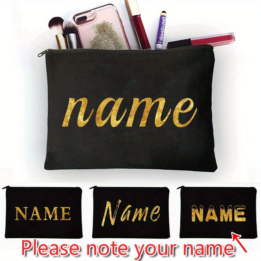 

Personalized Canvas Makeup Bag - Custom Name, Ideal For Teachers & Bridesmaids, Travel-friendly Cosmetic Organizer