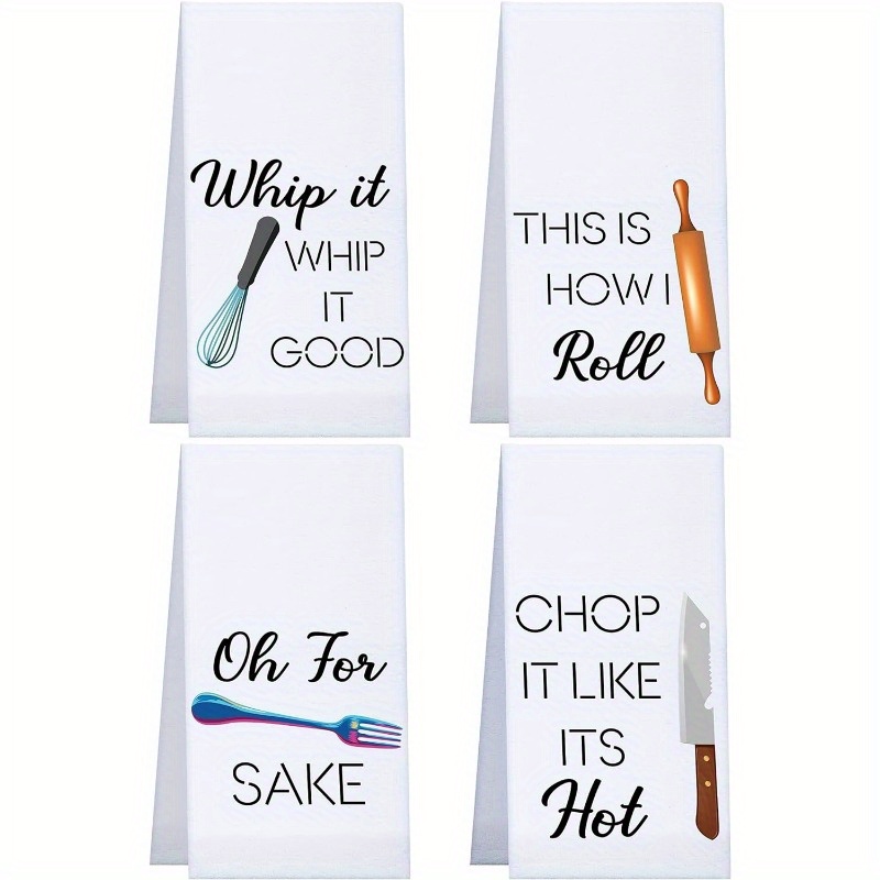 

4pcs, Funny Kitchen Towels Dish Towels With Funny Sayings Cute Decorative Dishcloth Set Funny Dish Towels For Housewarming Gifts Home Kitchen Tools 18 X 26 Inches