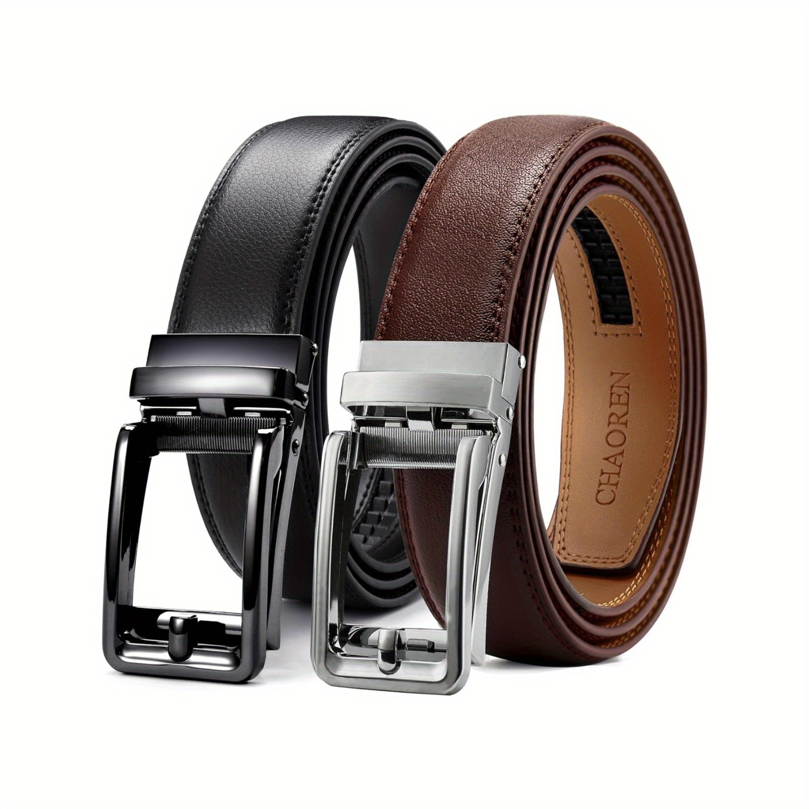 

Chaoren For Men - Mens Leather Belt 1 3/8" For Dress And Casual - Micro Adjustable Belt Fit Everywhere