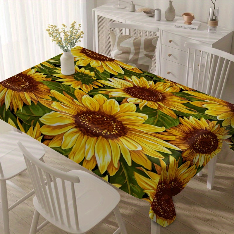 TEMU 1pc/sunflower Print Tablecloth, Tablecloth Fabric Tea Tablecloth Literary Tablecloth Square Table Mat