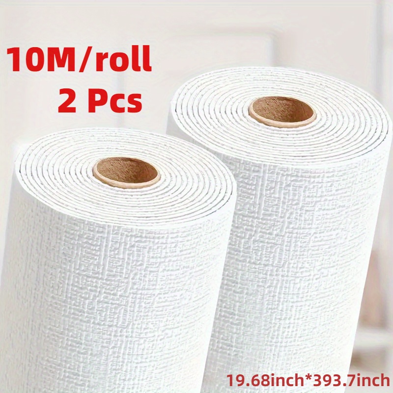 Image of 2pcs 3d Linen Texture Self-adhesive Wallpaper - , Waterproof & Oil-proof Pvc For Kitchen Tiles, Living Room, Dining, Bathroom Decor