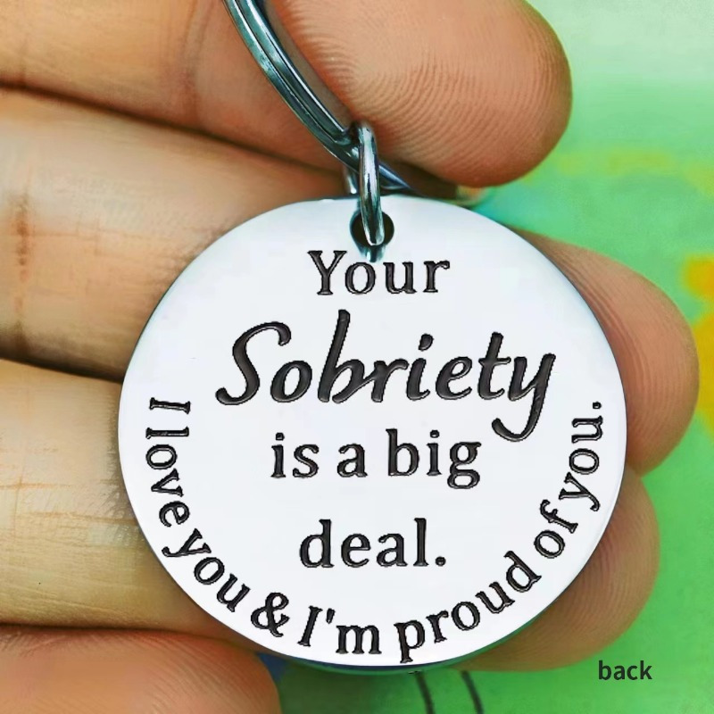 

2pcs Inspirational Stainless Steel Sobriety Keychain – Empowering, Durable Gift For Men's Milestones & Birthdays