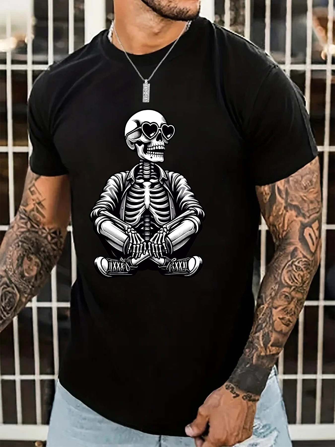 camiseta poliéster hombre estampado esqueleto Temu Ecuador