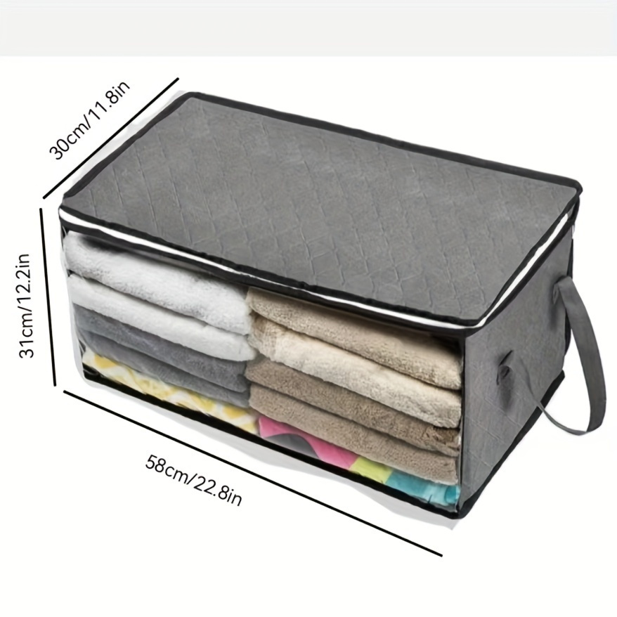 large capacity foldable storage bag with clear window portable organizer for clothes quilts more details 3