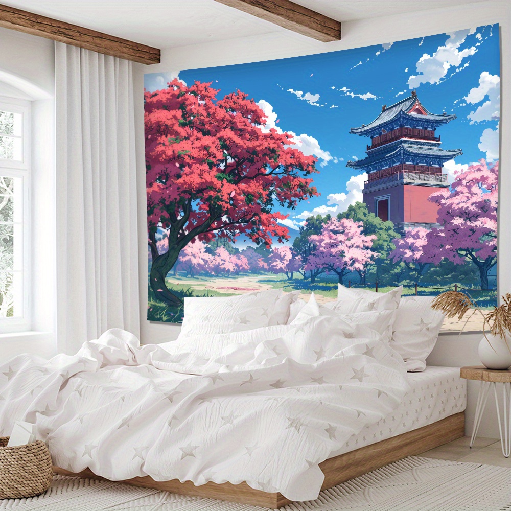 タペストリー 特大 230×150 自然 緑 川 滝 花 紅葉 草原