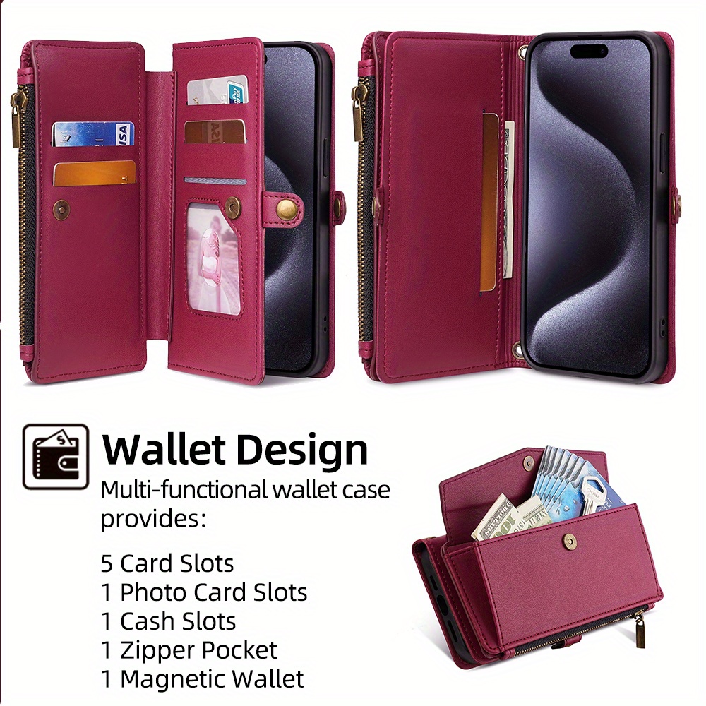 flip cover magnetic leather wallet phone protective Temu Saudi