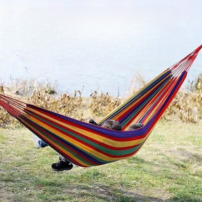 

Hamac de camping robuste d'une capacité de 550 lb - Toile épaissie, poutres anti-roulis et sangles d'arbre robustes pour la détente en plein air, sur la terrasse et dans le jardin