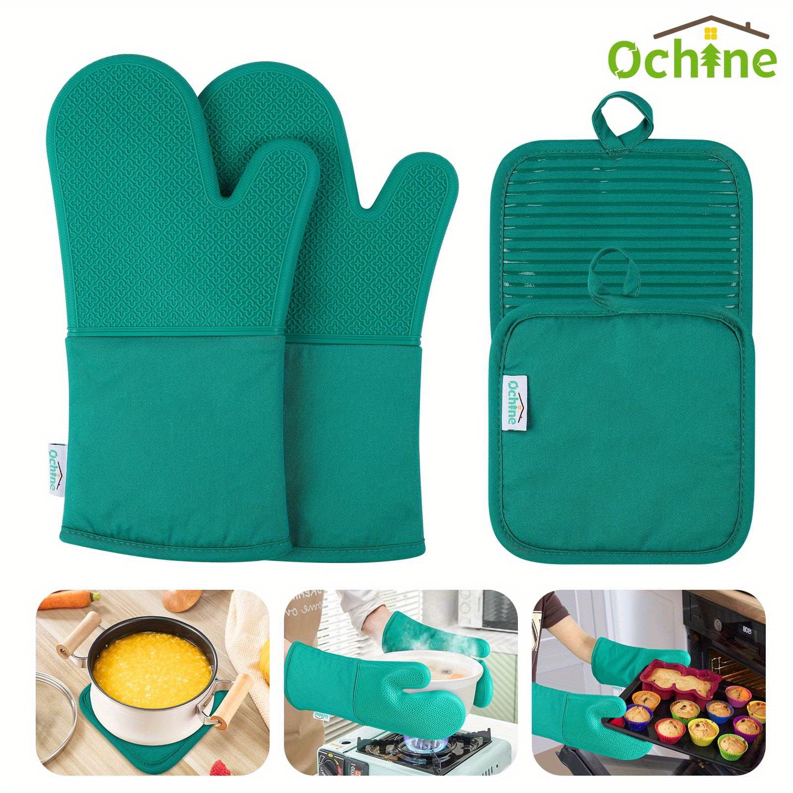 

4-piece Oven Mitt & Pot Holder Set - 500°f Heat Resistant Trivet Cooking Gloves - Flexible, Durable & Comfortable Long-lasting Silicone - Cooking, Baking & Grilling