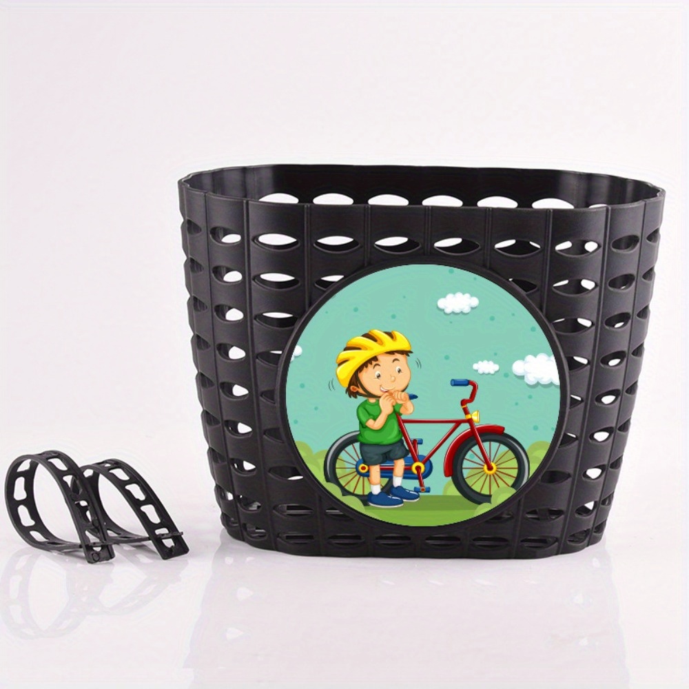 

1pc Premium Bike Basket With Handle - Stylish Storage For Bicycles, , Scooters & Strollers - Resin Outdoor Accessory