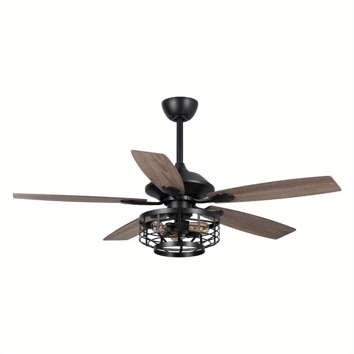 

52 In. Modern Black Downrod Mount Ceiling Fan With Light And Remote Control