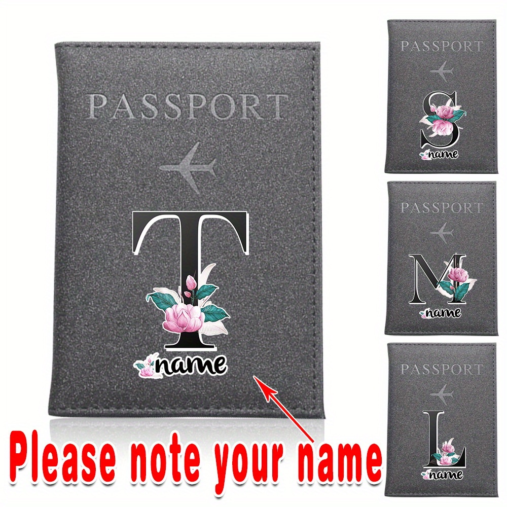 

Customized Leather Passport Holder With Rfid Blocking, Waterproof Business Card Case, Ultra Slim Travel Organizer, Personalized Initial Alphabet Print Pattern