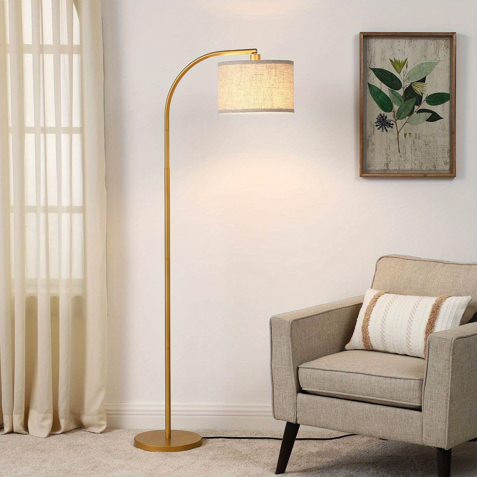 

Dewenwils Modern Gold Arched Floor Lamps With Adjustable Lampshade, Standing Tall Arc Lamp, Corner Reading Light For Living Room, Bedroom, Office, Simple Design Farmhouse Style (gold)