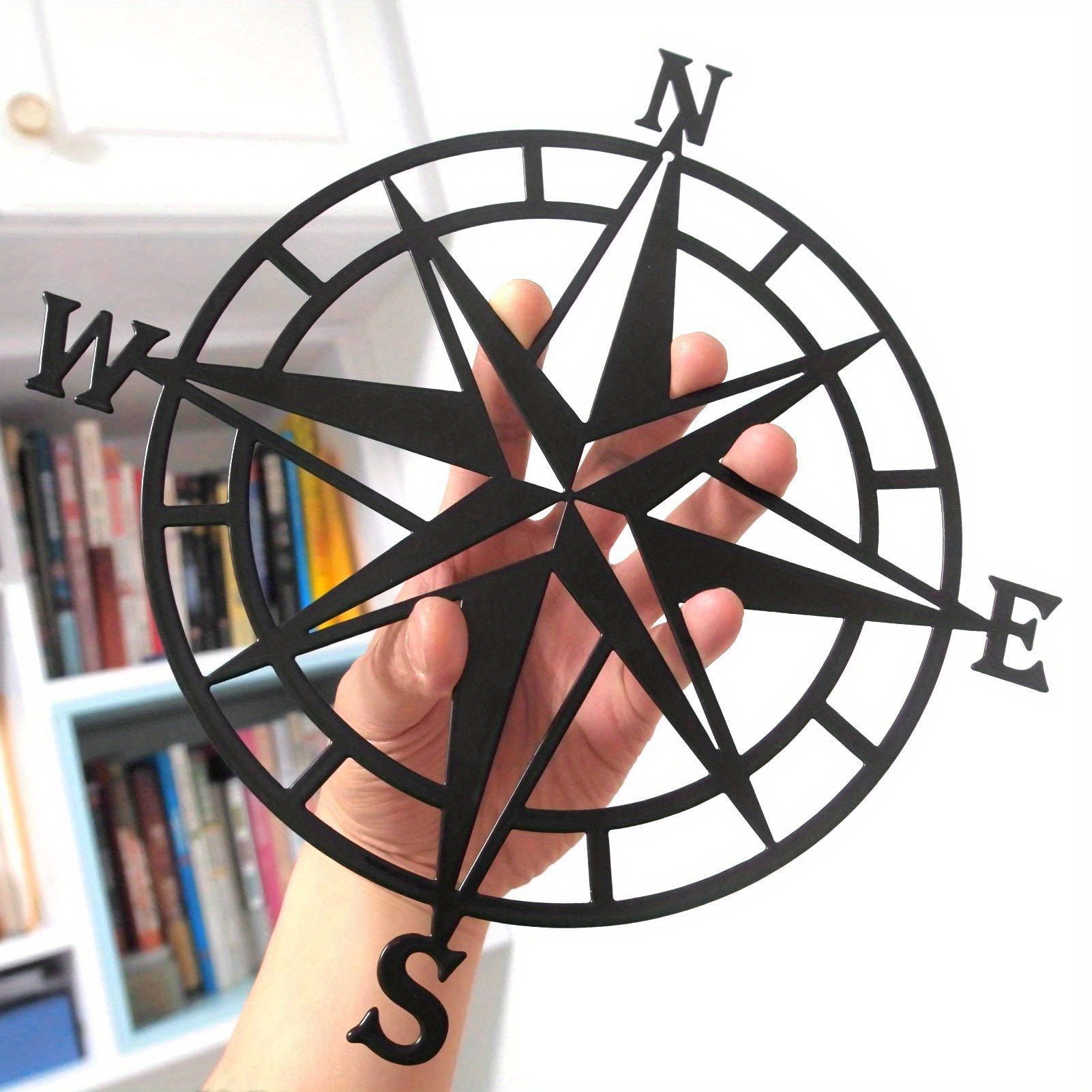 

Black Metal Decorative Nautical Compass Wall Décor, 11 Inch Ocean Theme Wall Hanging Art For Indoor And Outdoor
