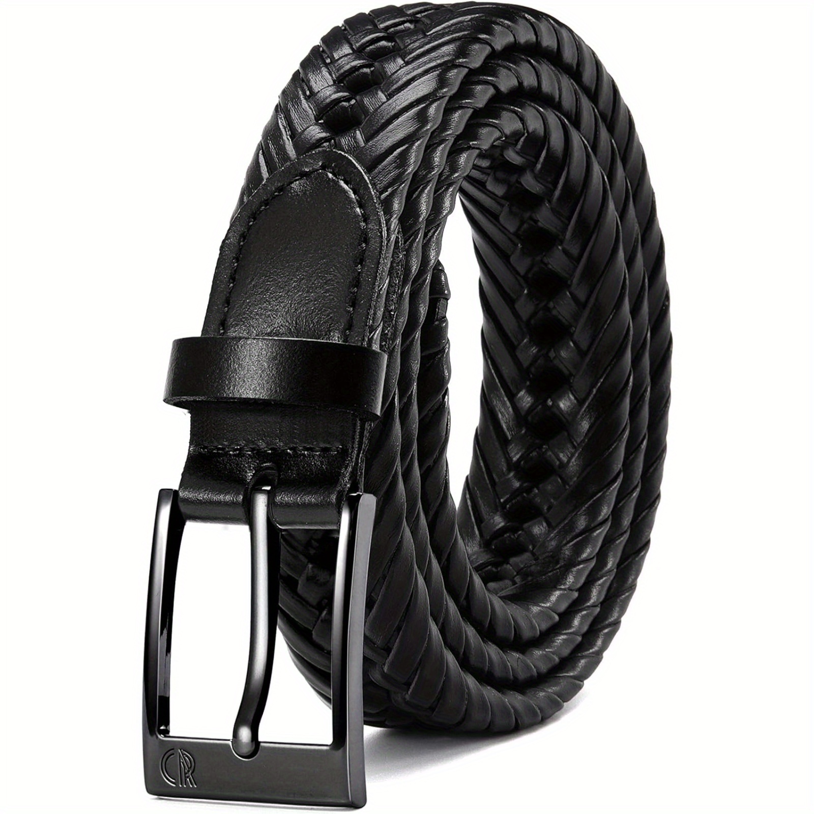 

Chaoren Leather Braided Belts Men - 1 1/8" Mens Casual Woven Leather Belt - Belt Men