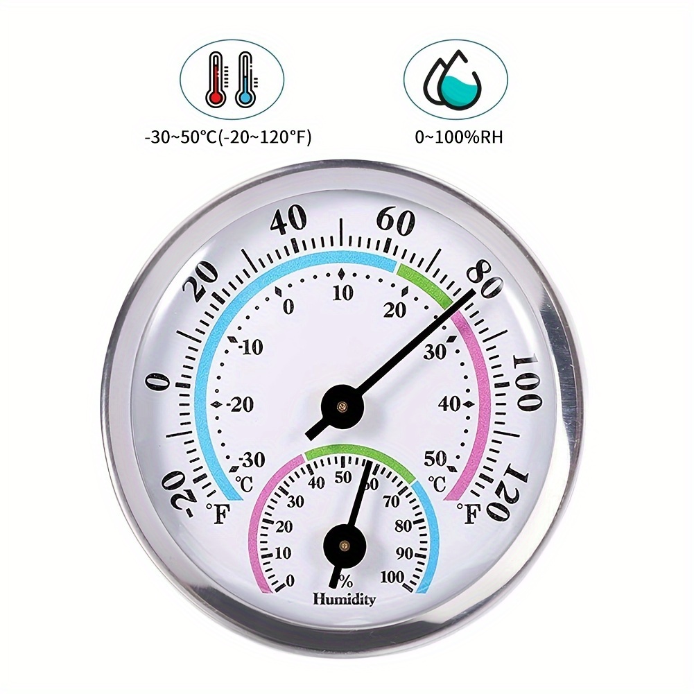 1pc Portable 2-in-1 Thermometer And Hygrometer - Aluminum Alloy, Battery-free, Ideal For Greenhouse Temperature And Humidity
