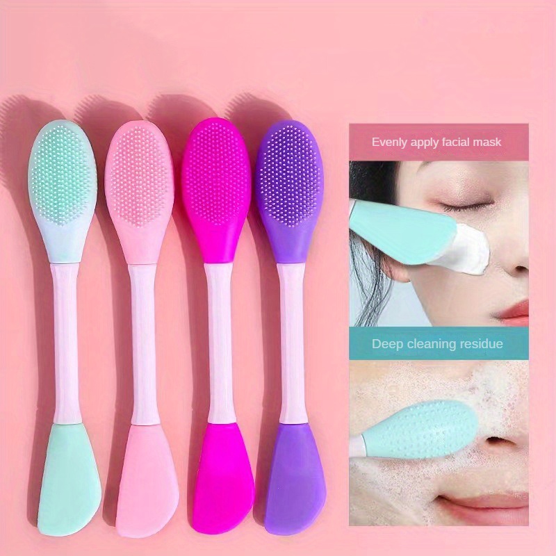 

Brosse en silicone avec 2 têtes, nettoyage en et élimination de l'acné, douce et hypoallergénique, pas besoin d'électricité