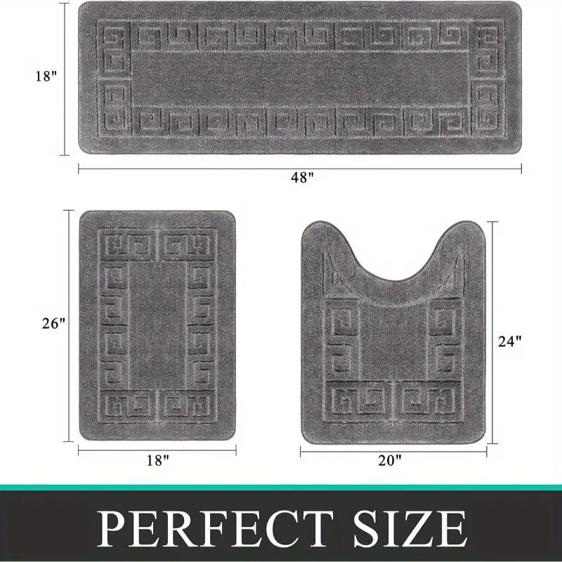 bathroom rugs sets 3 piece non slip bath mats for bathroom floor shaggy microfiber bath rugs absorbent bathroom mats carpet bathroom runner shower mat with u shaped toilet rug Product details 0