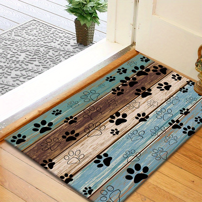 paw print welcome door rug   anti slip quick   for indoor outdoor use stylish decor carpet for living room bedroom bathroom kitchen patio laundry dirt resistant absorbent details 0