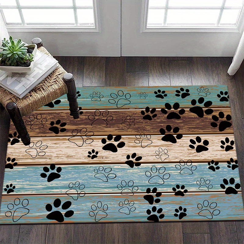 paw print welcome door rug   anti slip quick   for indoor outdoor use stylish decor carpet for living room bedroom bathroom kitchen patio laundry dirt resistant absorbent details 2