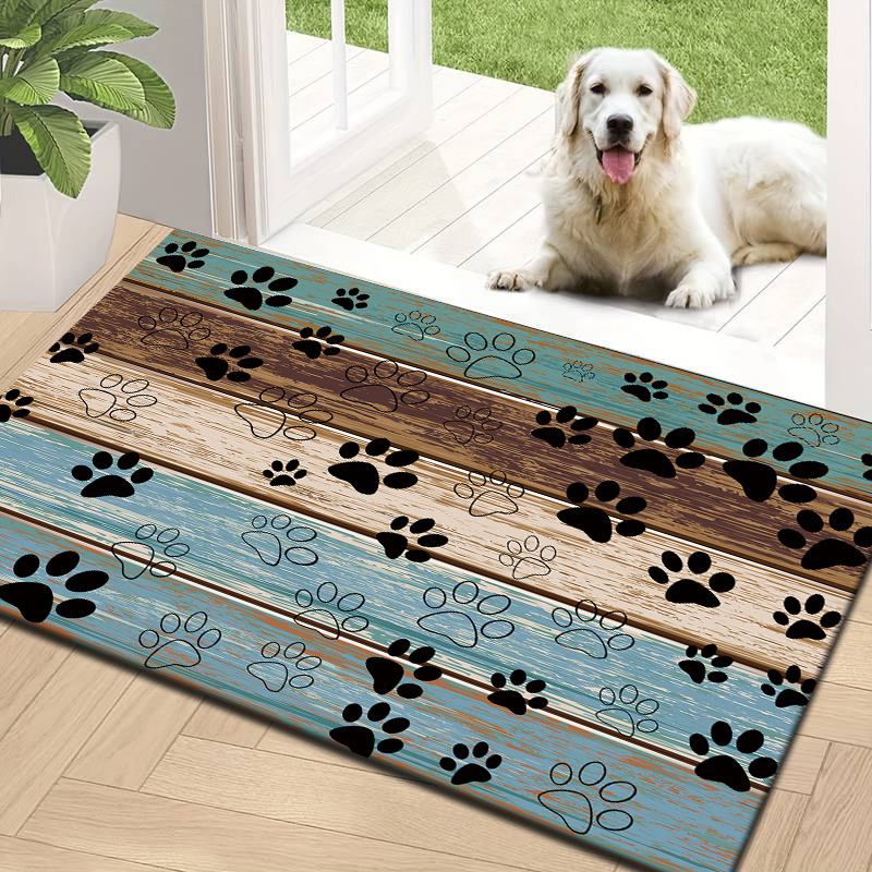 paw print welcome door rug   anti slip quick   for indoor outdoor use stylish decor carpet for living room bedroom bathroom kitchen patio laundry dirt resistant absorbent details 3