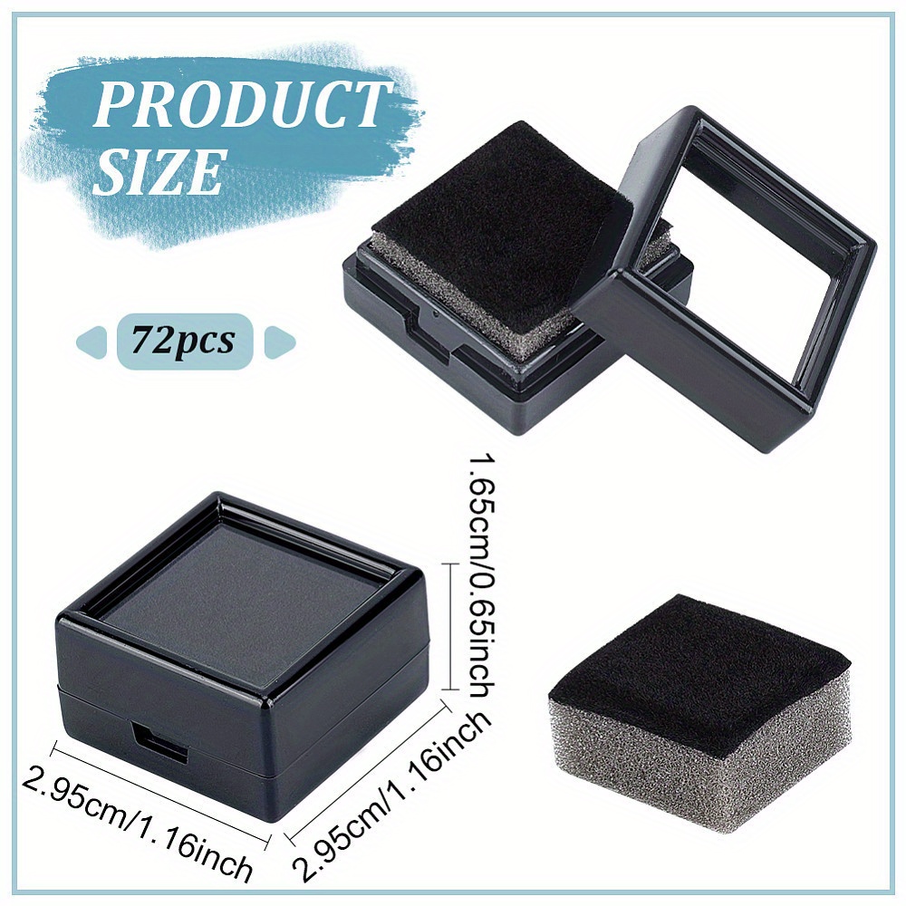 TEMU 1 Sac 72pcs Boîtes de Rangement pour Bijoux en Plastique avec Fenêtre et Éponge Intérieure Carrée Noire 2.95X2.95X1.65Cm