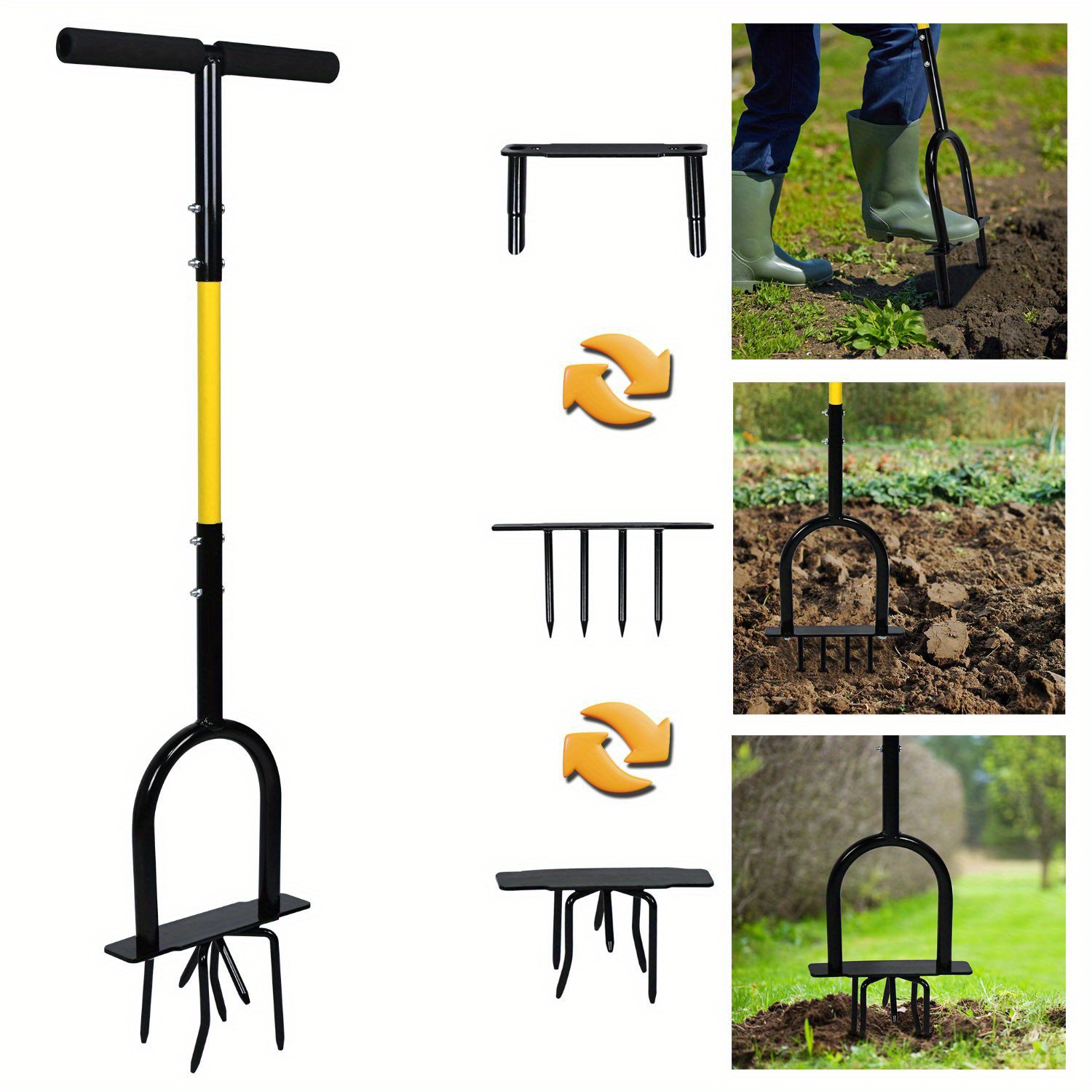 

Froadp 3 In 1 Garden Tools With Handle, Lawn Aerator, Garden Claw Twist, Manual Soil Claw, Lawn Aerating Cultivator For Loosening For Plowing And Weeding