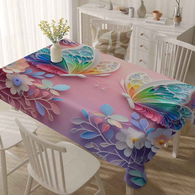 ästhetische rosa schmetterlingsdruck tischdecke