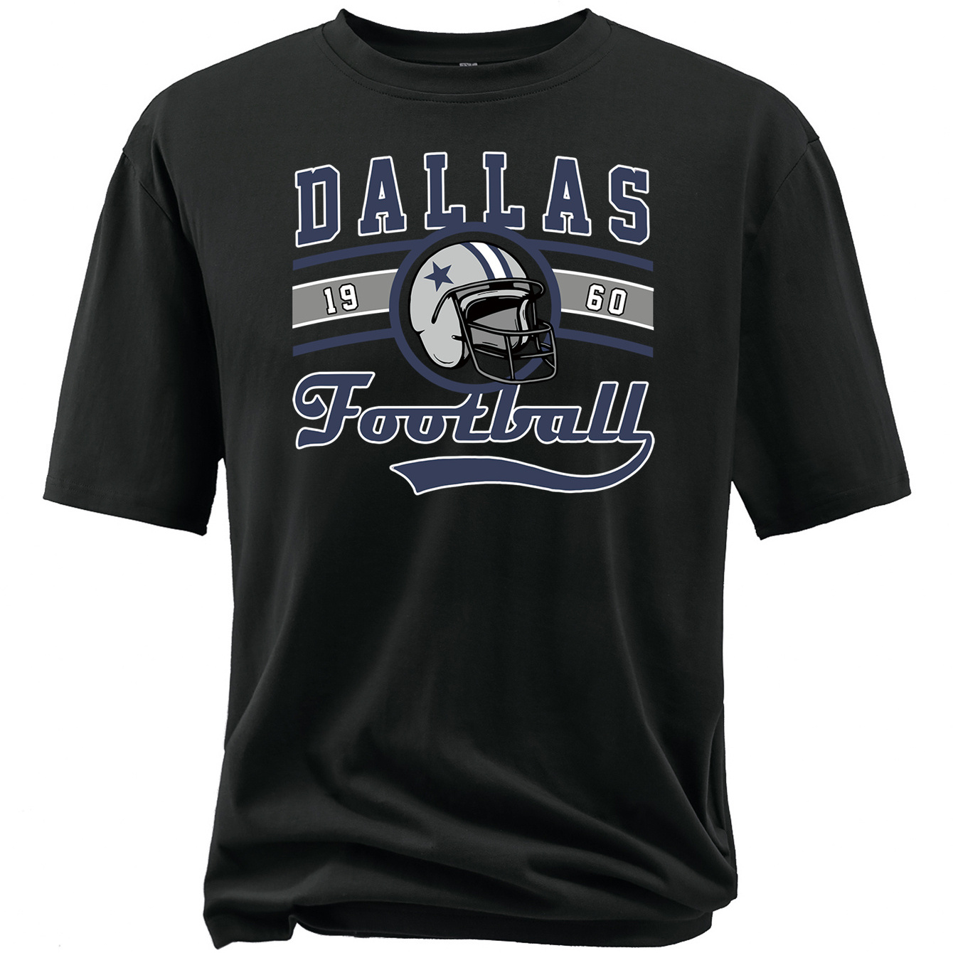 

Dallas 1960 Football Print Plus Size Men's T-shirt, Athletic Casual Breathable Outdoor Comfy Tees, Big & Tall Guys