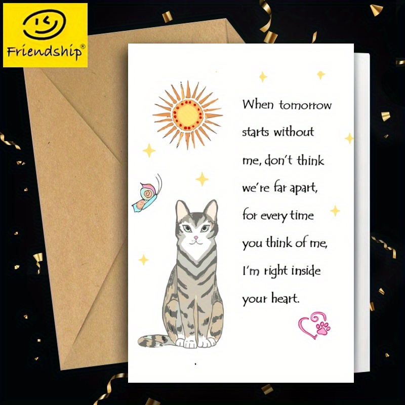 

Cat Sympathy Greeting Card 1pc – Pet Loss Condolence Card With , Thoughtful Memorial Gift For Bereavement, Thank You And Birthday Occasions, Unique Small Business Supplies