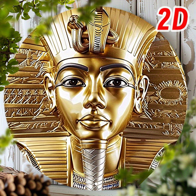 

Decor" Egyptian Pharaoh 8x8" Round Aluminum Wall Decor Sign - Uv & Scratch Resistant, Easy To Hang, Perfect For Bathroom & Party Decorations