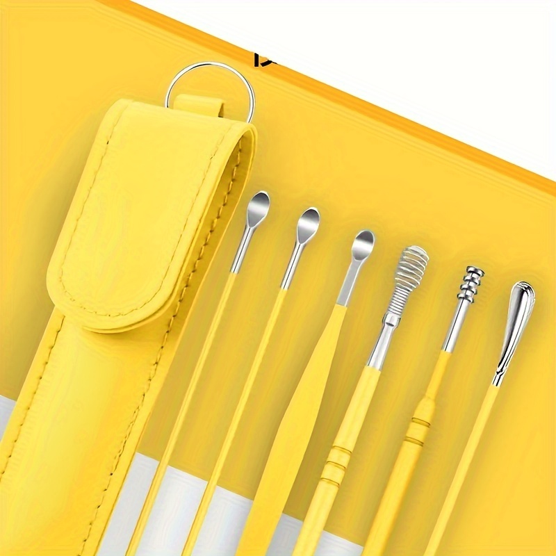 

Ear Wax Removal Ear Cleaner Ear Pick Ear Cleaning Kit Ear Stainless Steel Ear Pick Set Professional Ear Wax Remover With Portable Pu Bag 6pcs