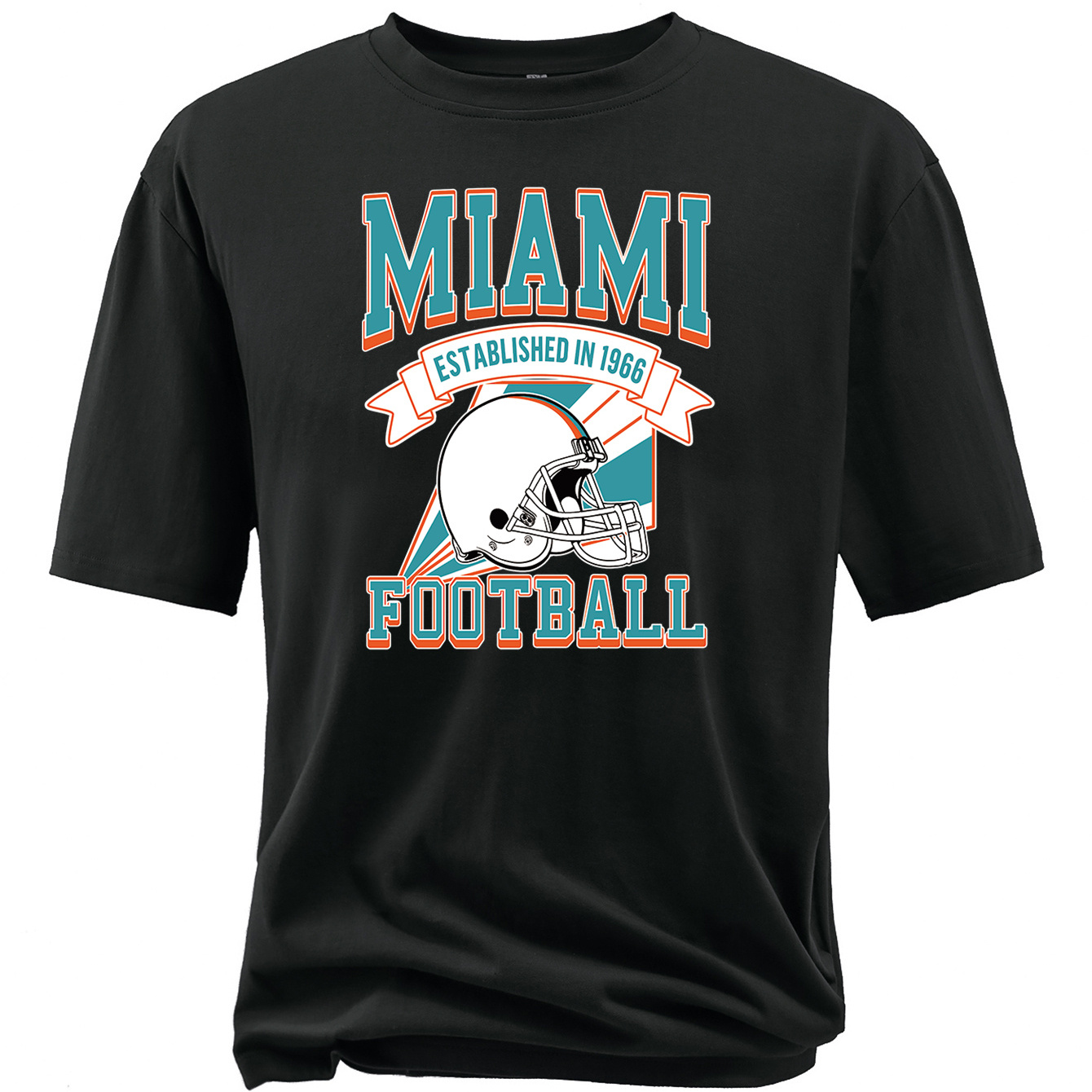 

Miami Football Print Plus Size Men's T-shirt, Athletic Casual Breathable Outdoor Comfy Tees, Big & Tall Guys