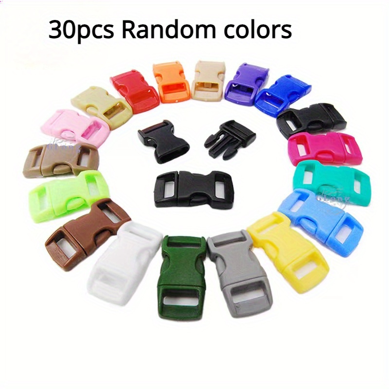 30pcs Bracelet , Random Color, Curved Side Release Buckles For Wristband Pet Collar Outdoor Camp Strap 10mm