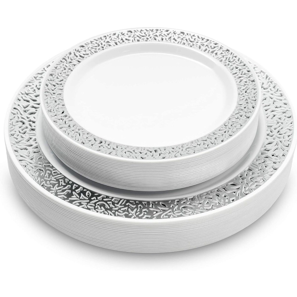 

Elegant 20-piece Reusable Plastic Dessert Plates With Rim - Perfect For Weddings, Birthdays, Picnics & Bbqs